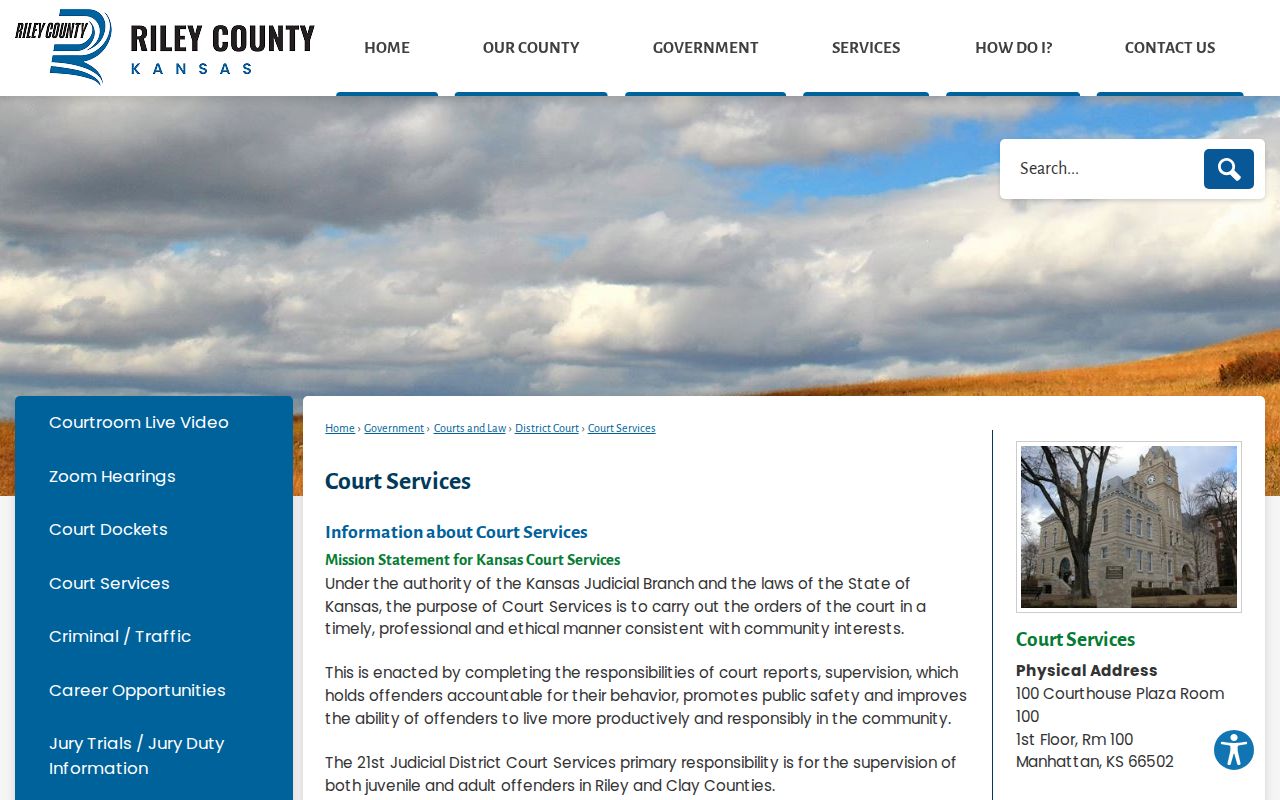Riley County civil court docket Court Services functions