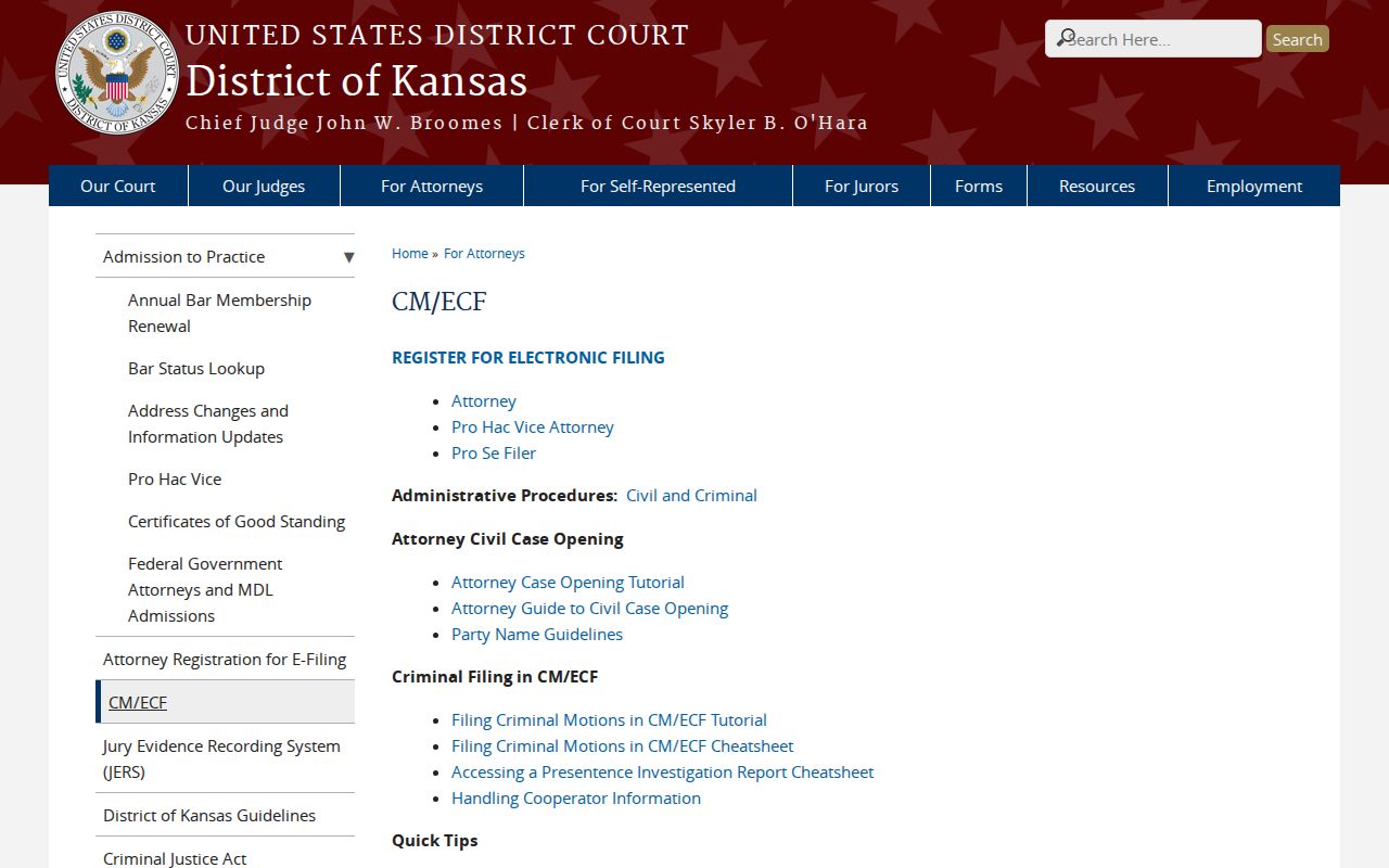 Riley County civil court docket federal CM ECF distinction