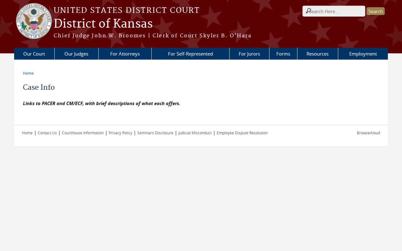Federal PACER route distinct from Riley County court case records