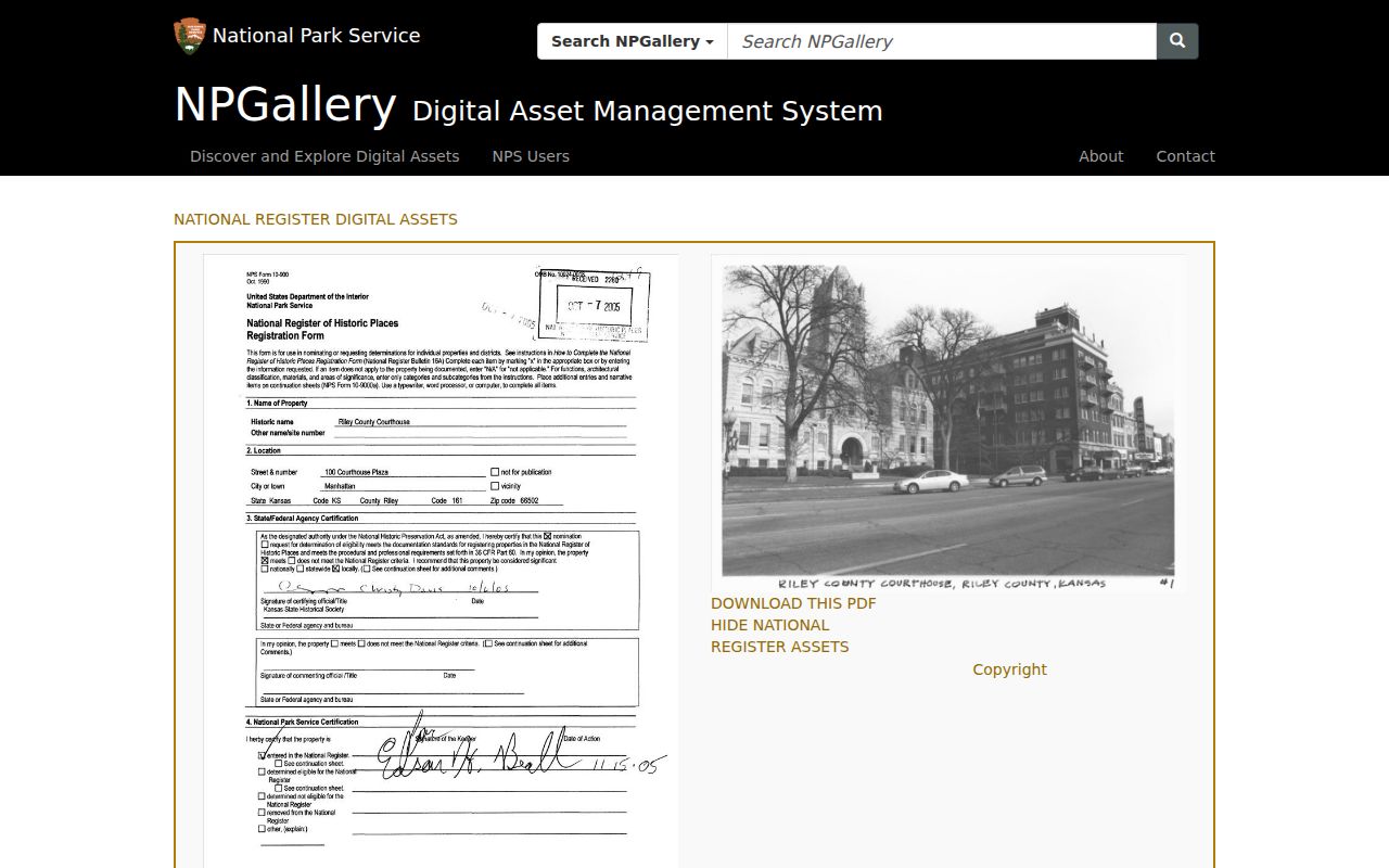 Riley County court docket National Register courthouse history