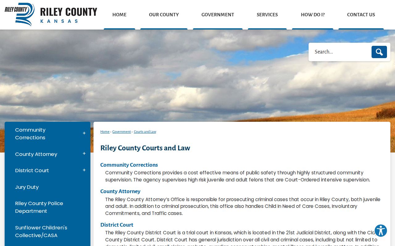 Riley County courts route for Randolph court records