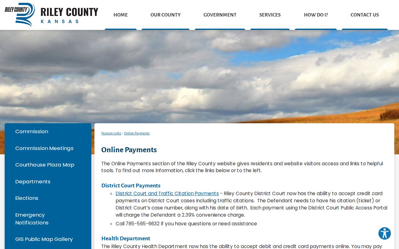 Riley County traffic court citation and case payment route
